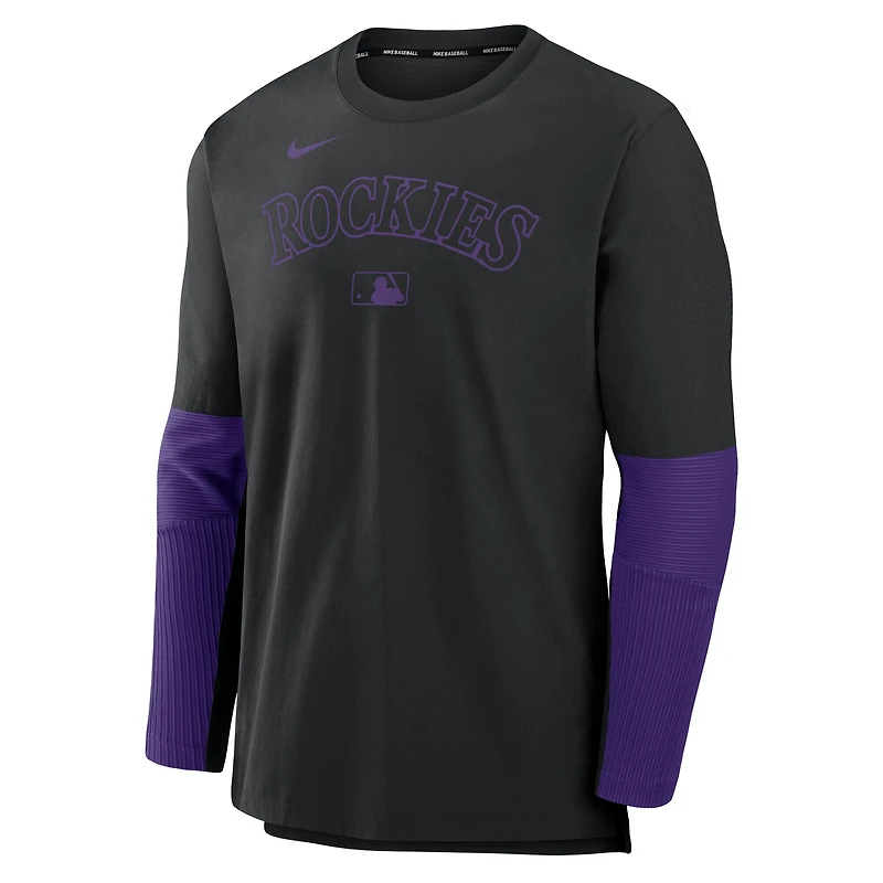 Pull léger Nike Dri-FIT pour homme, collection authentique Colorado Rockies, noir/violet