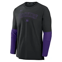 Pull léger Nike Dri-FIT pour homme, collection authentique Colorado Rockies, noir/violet