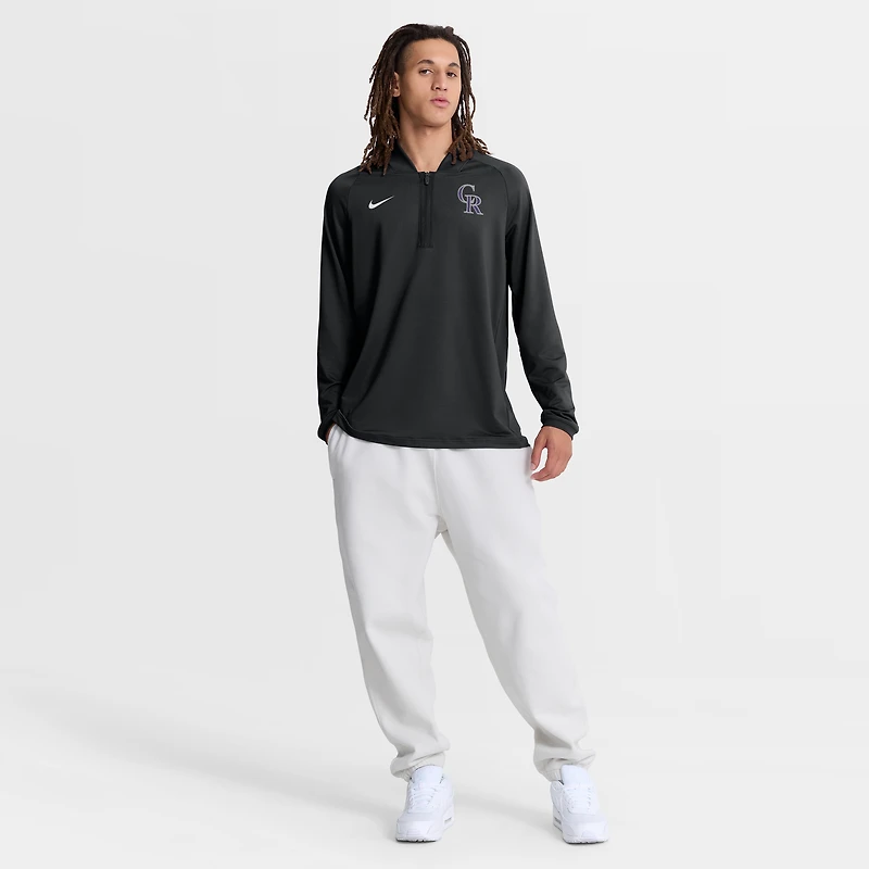 Pull-over Nike Dri-FIT à demi-zip raglan de la collection Authentic Colorado Rockies pour homme, noir.