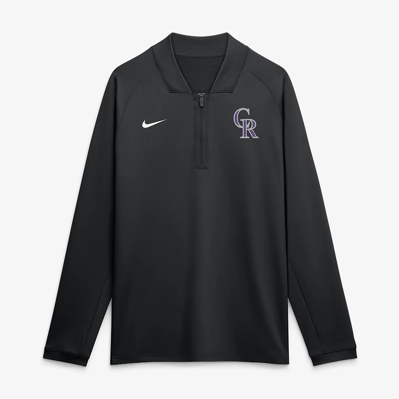 Pull-over Nike Dri-FIT à demi-zip raglan de la collection Authentic Colorado Rockies pour homme, noir.