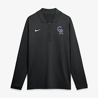 Pull-over Nike Dri-FIT à demi-zip raglan de la collection Authentic Colorado Rockies pour homme, noir.
