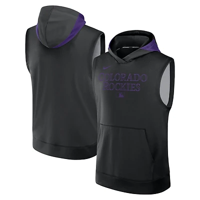 Sweat à capuche sans manches Nike Colorado Rockies Authentic Collection Dri-FIT noir pour homme