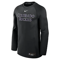 Men's Nike Black Colorado Rockies Authentic Collection Game Time Raglan Dri-FIT Long Sleeve T-Shirt