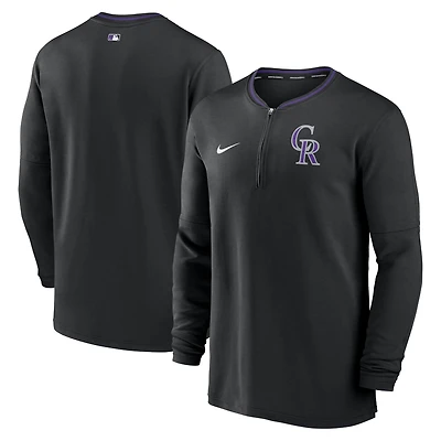 Men's Nike Black Colorado Rockies Authentic Collection Performance Half-Zip Top