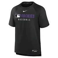 T-shirt Nike noir authentique d'avant-match Colorado Rockies Raglan Dri-FIT pour homme
