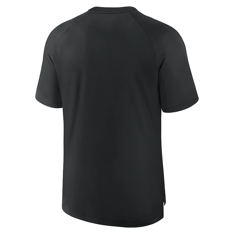 T-shirt Nike noir authentique d'avant-match Colorado Rockies Raglan Dri-FIT pour homme