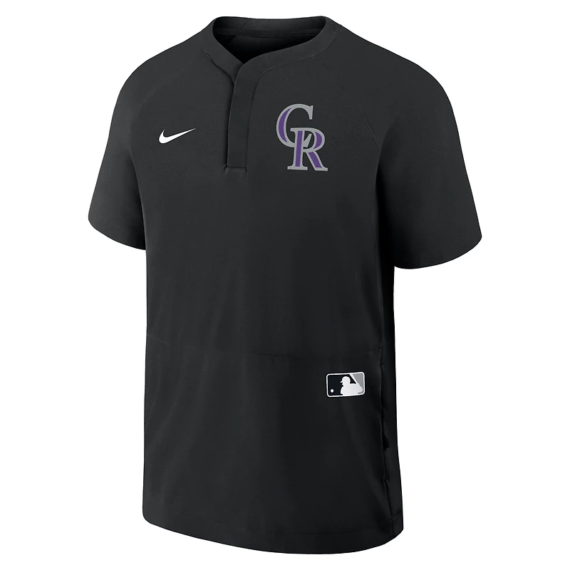 Coupe-vent à manches courtes raglan Nike Colorado Rockies Authentic Collection pour homme, noir