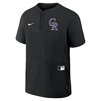 Coupe-vent à manches courtes raglan Nike Colorado Rockies Authentic Collection pour homme, noir