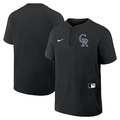 Men's Nike Black Colorado Rockies Authentic Collection Raglan Short Sleeve Windshirt
