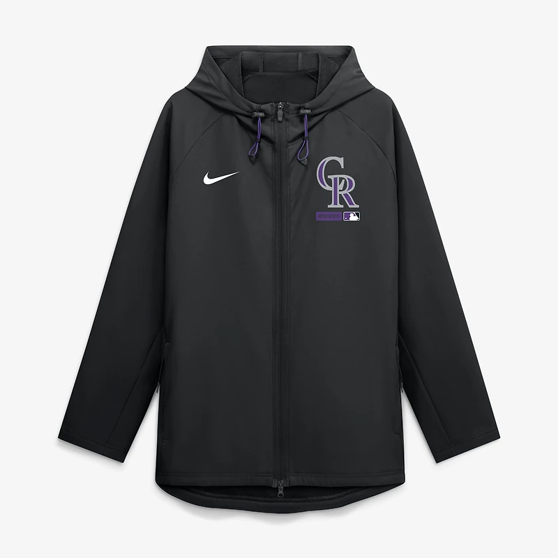 Veste à capuche zippée intégrale Nike Colorado Rockies Authentic Collection noire pour homme