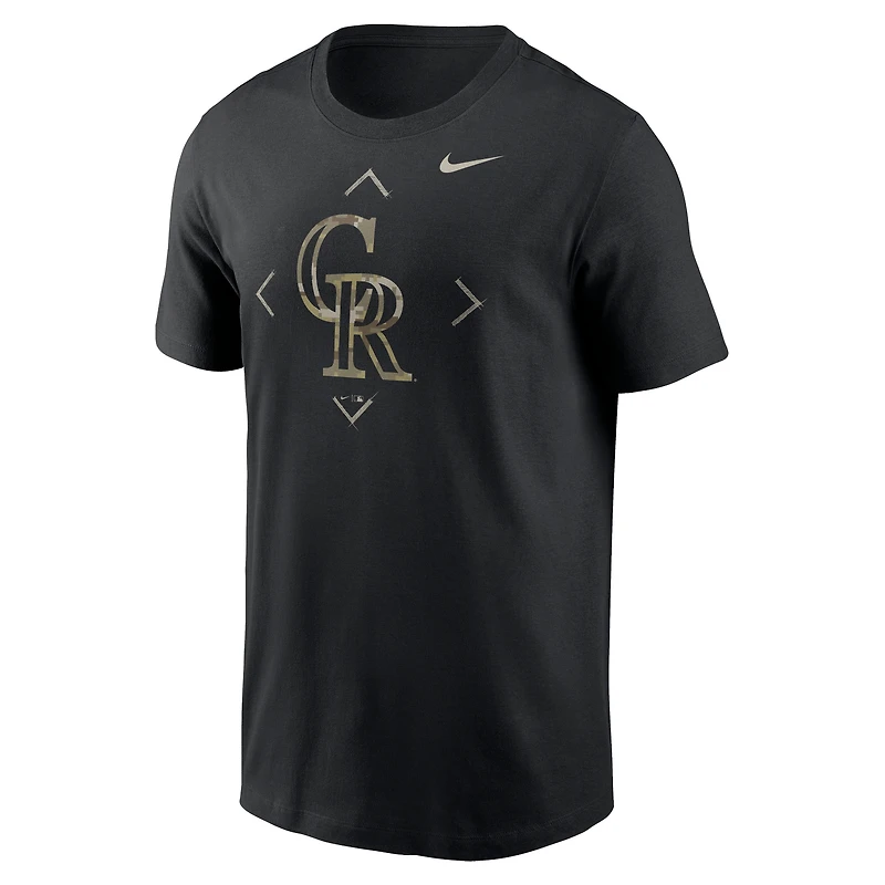 Men's Nike Black Colorado Rockies Camo Logo T-Shirt