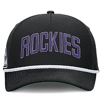 Casquette ajustable Nike Rise noire pour homme, collection Colorado Rockies Cooperstown