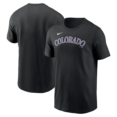 Men's Nike Black Colorado Rockies Fuse Wordmark T-Shirt