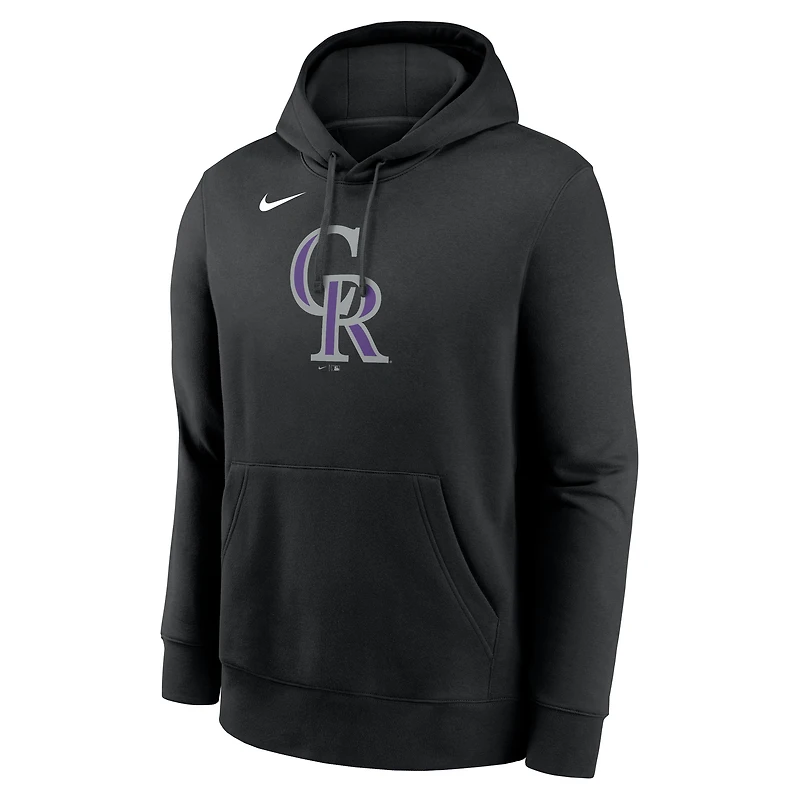Men's Nike Black Colorado Rockies Logo Club Fleece Hoodie