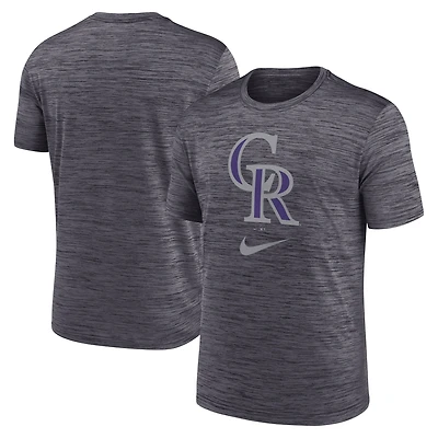 T-shirt de performance Nike Velocity avec logo Colorado Rockies noir pour homme