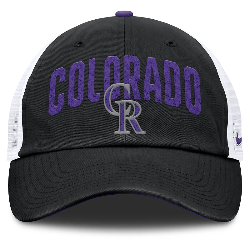 Casquette trucker ajustable Nike Colorado Rockies Primetime Club noire pour homme