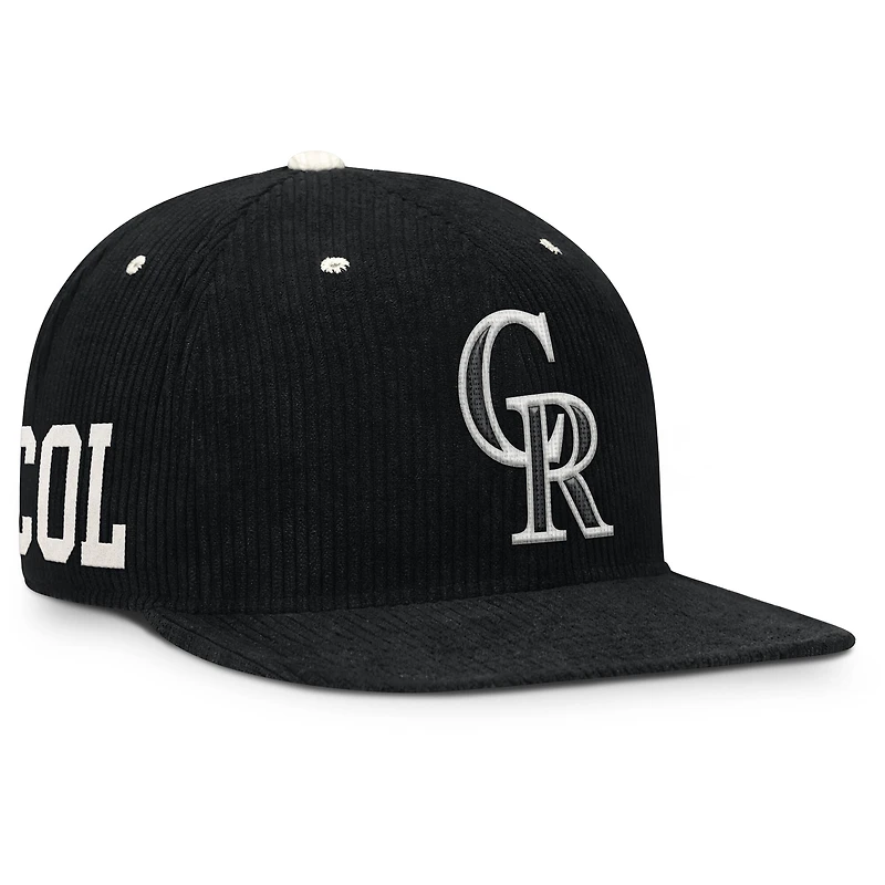 Casquette structurée à fermeture snapback Nike Colorado Rockies Pro en velours côtelé noir pour homme