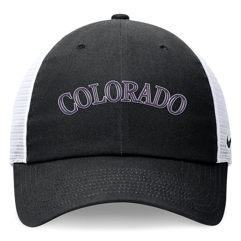 Men's Nike Black Colorado Rockies Wordmark Adjustable Trucker Hat