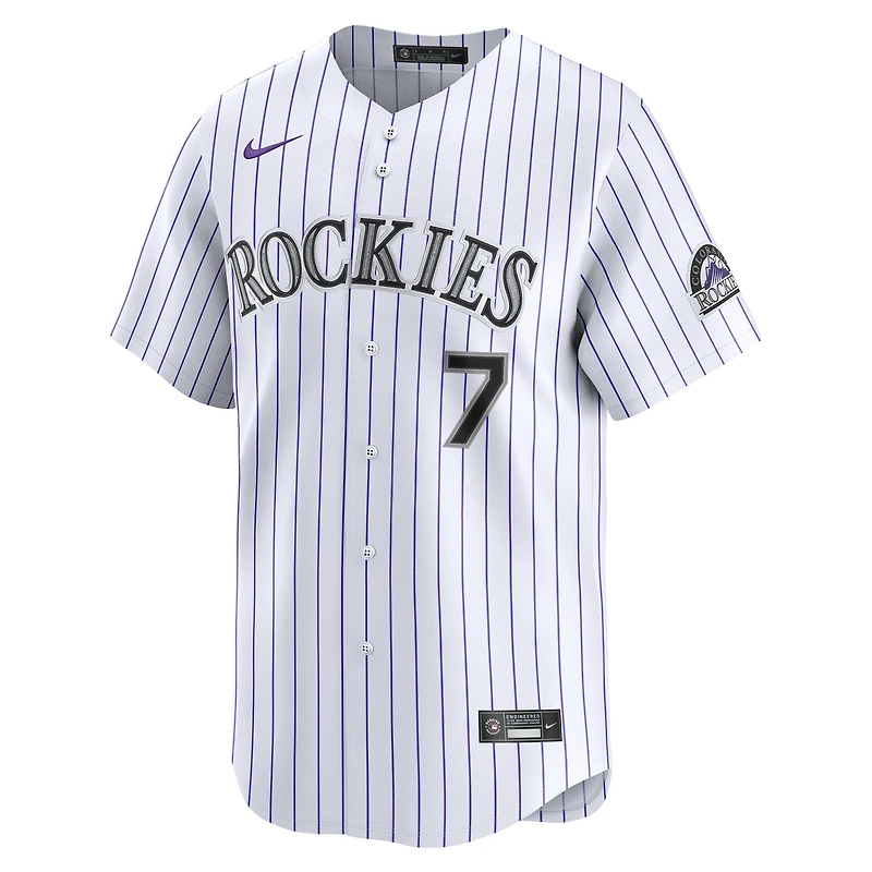 Maillot de joueur alternatif Nike Brendan Rodgers blanc Colorado Rockies pour homme