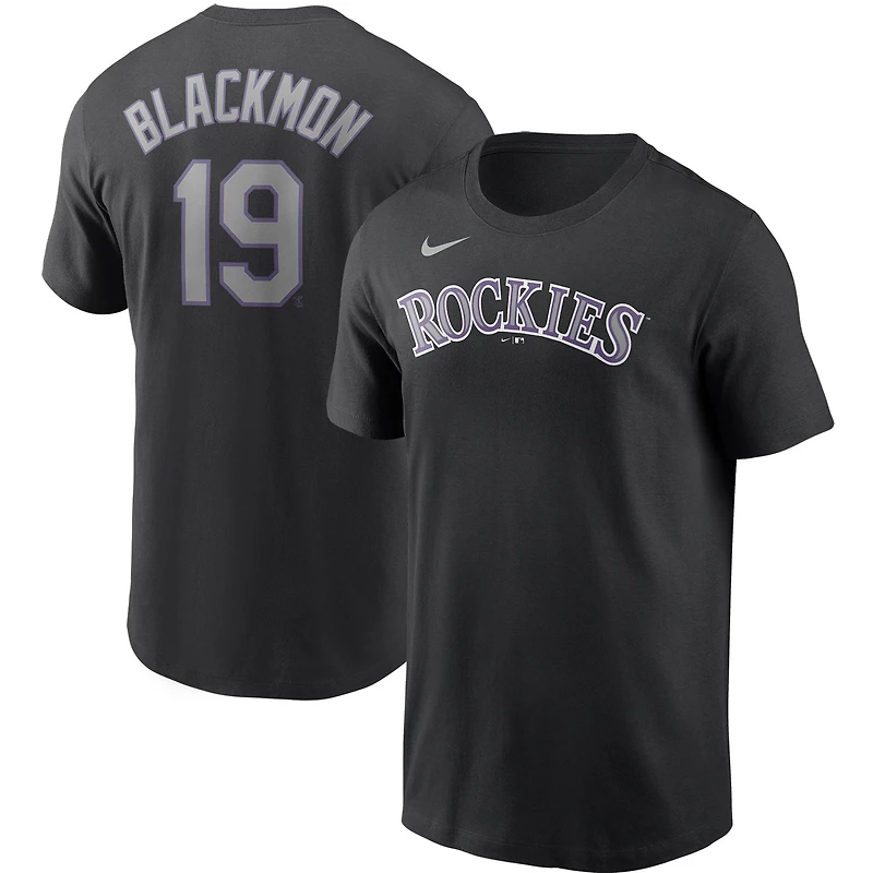 T-shirt Nike Charlie Blackmon noir Colorado Rockies pour homme, avec nom et numéro