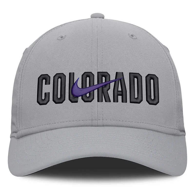 Casquette Nike grise Colorado Rockies Primetime Rise Dri-FIT Flex pour homme