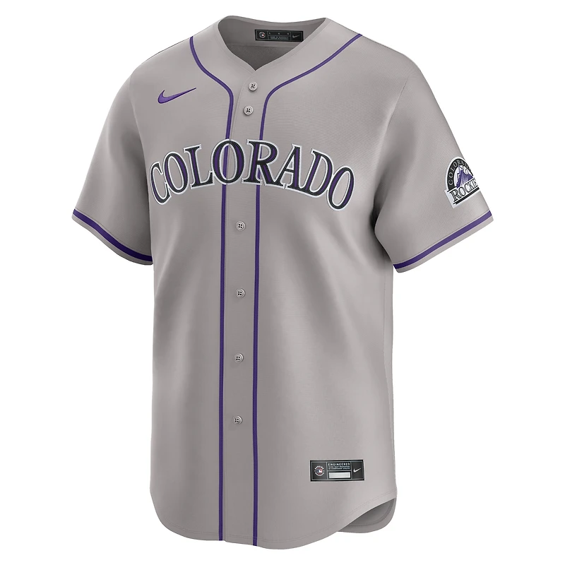 Maillot Nike Colorado Rockies Road Limited pour homme, gris