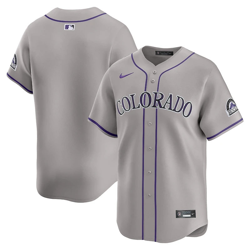 Maillot Nike Colorado Rockies Road Limited pour homme, gris
