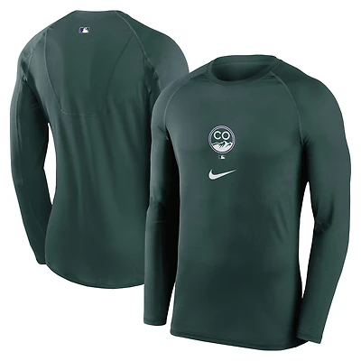 Men's Nike  Green Colorado Rockies City Connect Base Layer Raglan Long Sleeve Performance T-Shirt
