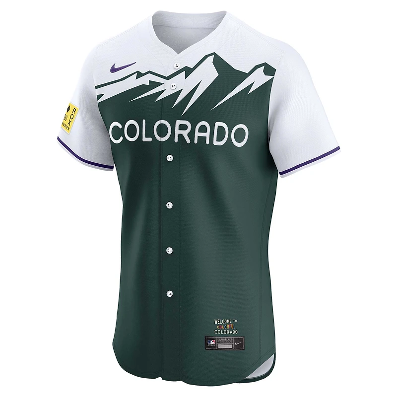 Maillot Nike City Connect Elite Colorado Rockies vert pour homme