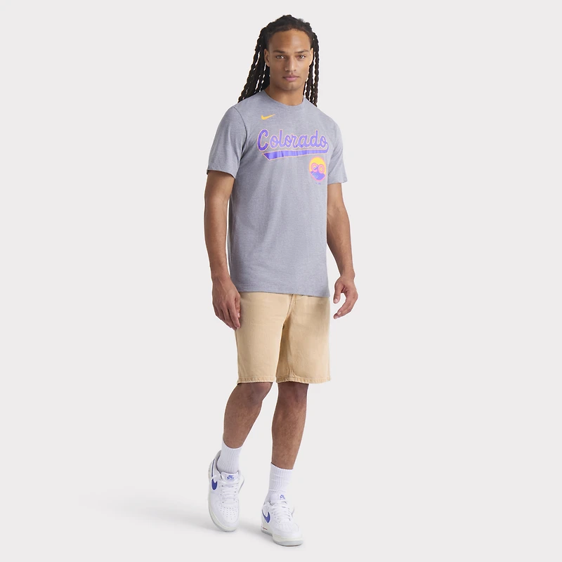 Men's Nike Heather Charcoal Colorado Rockies City Connect Script Tri-Blend T-Shirt