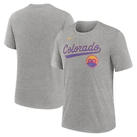 Men's Nike Heather Charcoal Colorado Rockies City Connect Script Tri-Blend T-Shirt