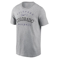 Men's Nike Heather Gray Colorado Rockies Home Team Athletic Arch T-Shirt