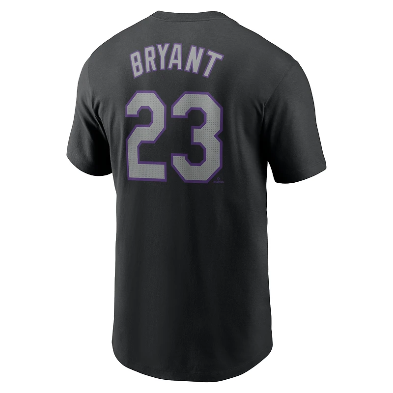 T-shirt Nike Kris Bryant pour homme, noir, Colorado Rockies Fuse, nom et numéro