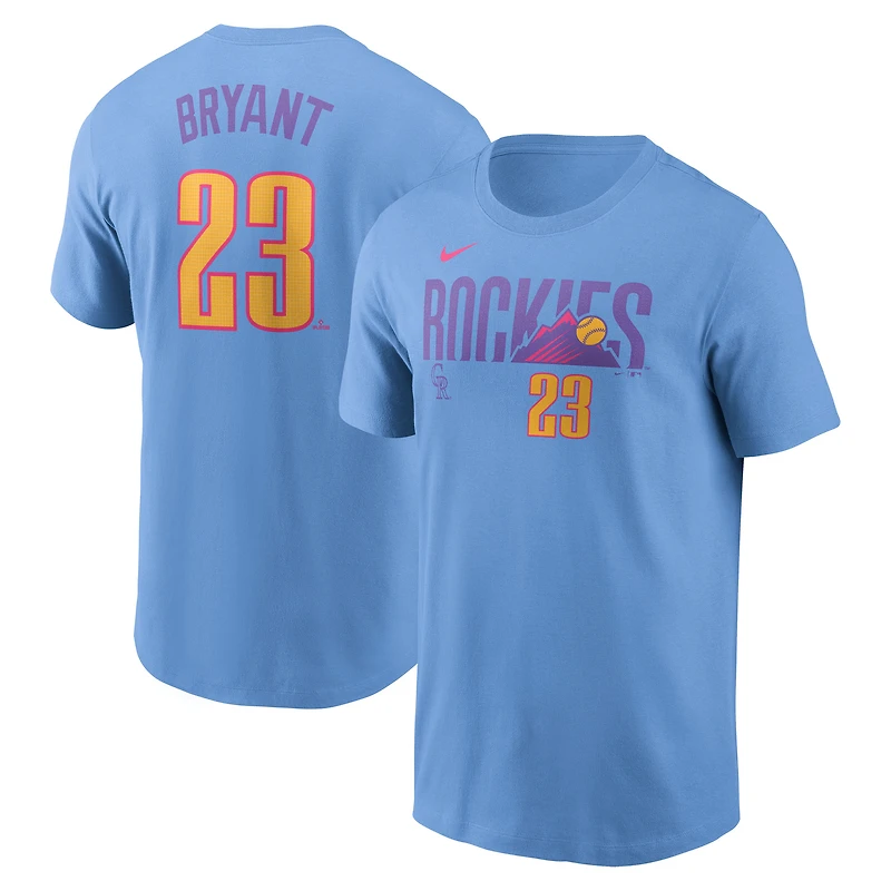 Men's Nike Kris Bryant Light Blue Colorado Rockies 2025 City Connect Fuse Name & Number T-Shirt