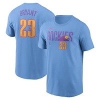 T-shirt Nike Kris Bryant bleu clair pour homme, Colorado Rockies 2025 City Connect Fuse, nom et numéro