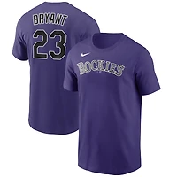 T-shirt Nike Kris Bryant violet avec nom et numéro des Rockies du Colorado pour homme