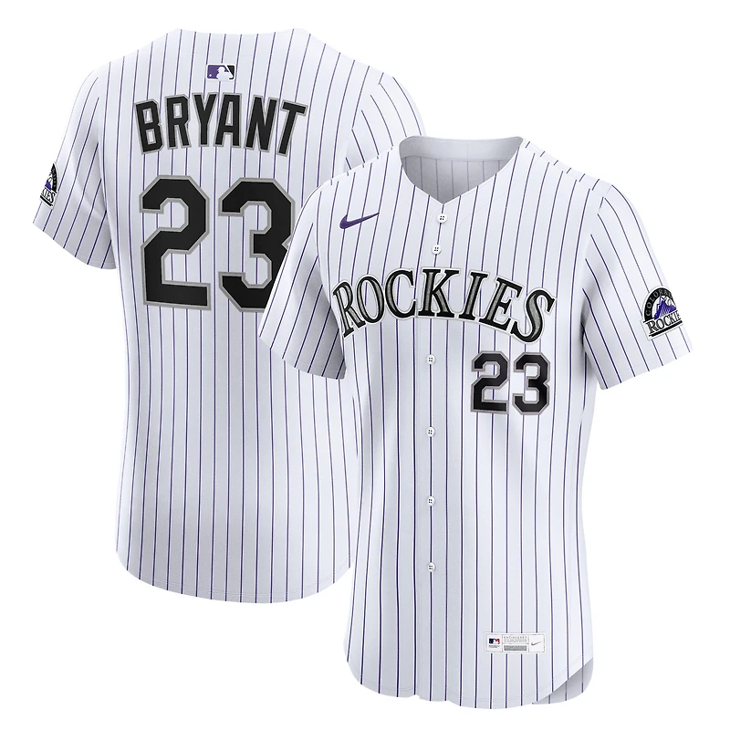 Maillot Nike Kris Bryant blanc pour homme, joueur d'élite à domicile des Colorado Rockies