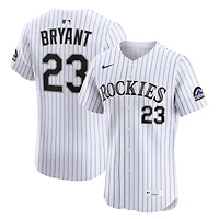 Maillot Nike Kris Bryant blanc pour homme, joueur d'élite à domicile des Colorado Rockies