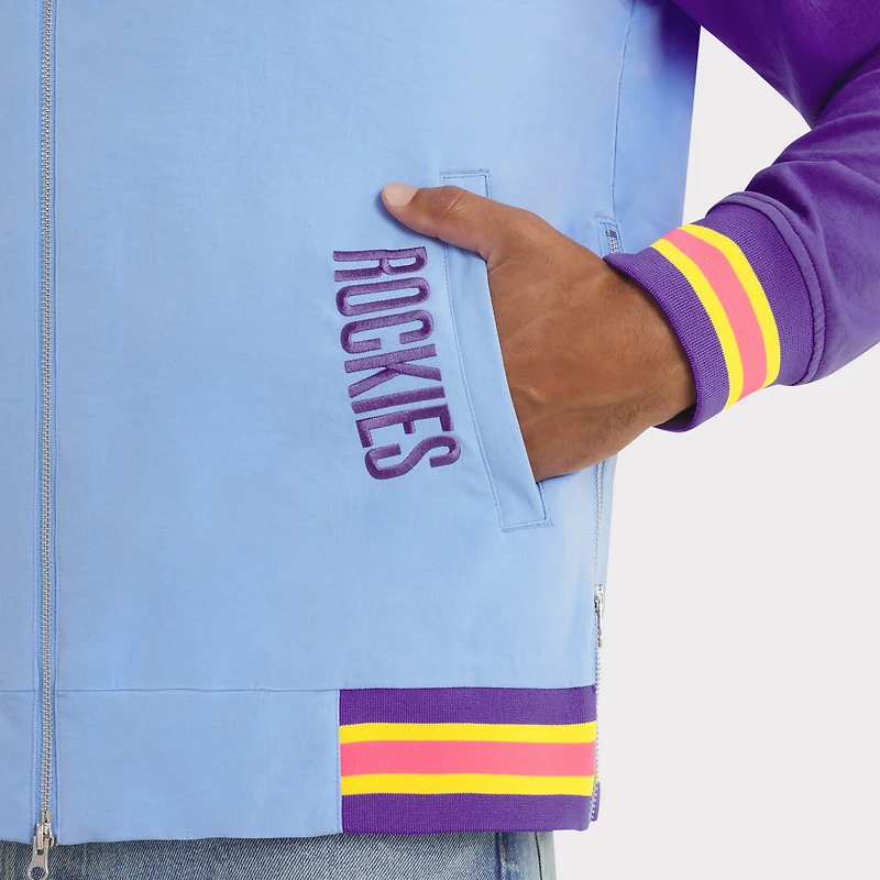 Men's Nike  Light Blue/Purple Colorado Rockies 2025 City Connect Authentic Collection Full-Zip Bomber Jacket