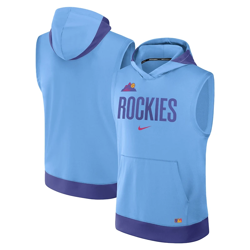 Men's Nike Light Blue Colorado Rockies 2025 City Connect Authentic Collection Dri-FIT Sleeveless Hoodie