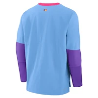 Pull léger Nike Dri-FIT bleu clair pour homme, collection authentique City Connect 2025 Colorado Rockies