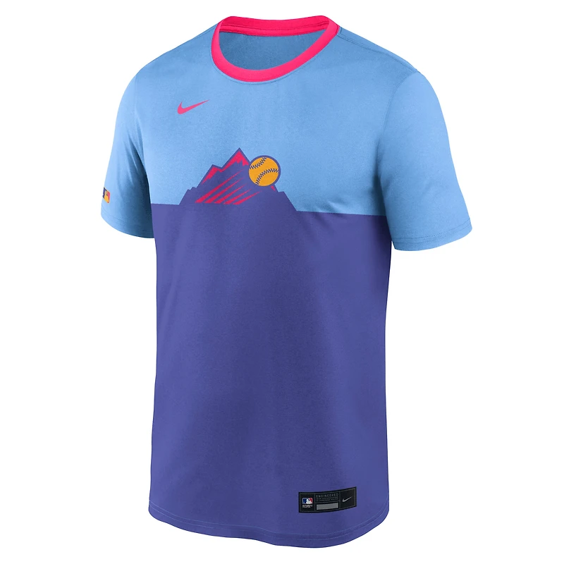 T-shirt Nike bleu clair Colorado Rockies Authentic Collection City Connect Velocity Dri-FIT pour homme