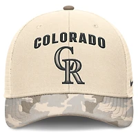 Men's Nike Natural Colorado Rockies Camo Natural Pack Rise Adjustable Trucker Hat