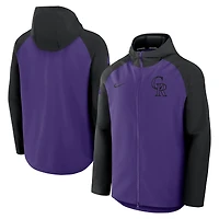 Veste raglan zippée Nike Authentic Collection Colorado Rockies pour homme, violette et noire