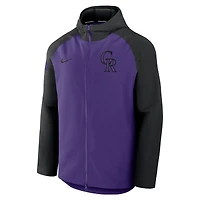 Veste raglan zippée Nike Authentic Collection Colorado Rockies pour homme, violette et noire