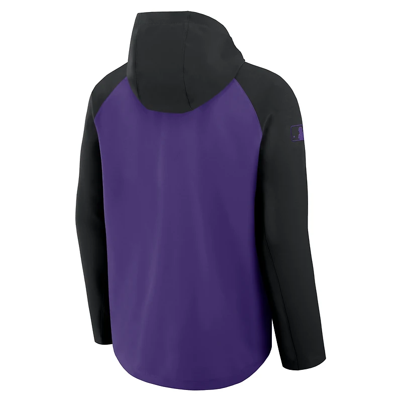 Veste raglan zippée Nike Authentic Collection Colorado Rockies pour homme, violette et noire