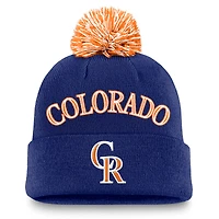 Men's Nike  Royal Colorado Rockies Peak Cuffed Knit Hat with Pom