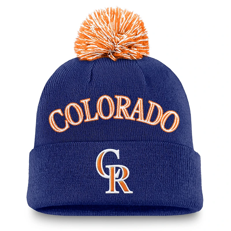 Men's Nike Royal Colorado Rockies Peak Cuffed Knit Hat with Pom