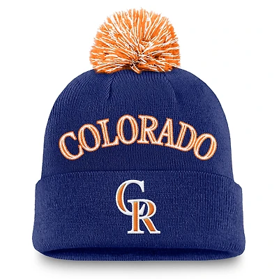 Men's Nike Royal Colorado Rockies Peak Cuffed Knit Hat with Pom