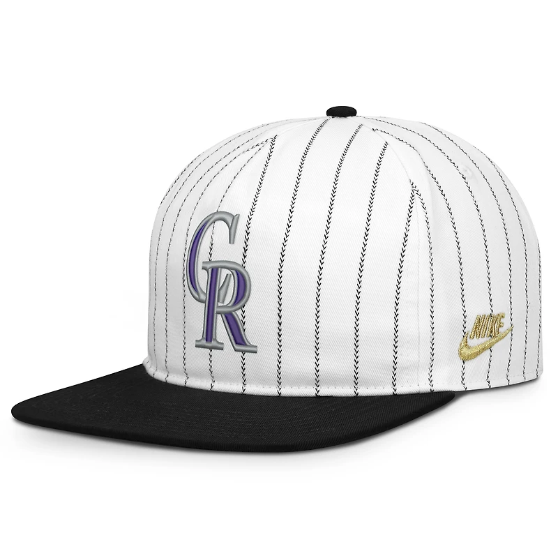Men's Nike White/Black Colorado Rockies Cooperstown Collection Pro Adjustable Hat